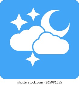 Cloud, stars, moon, rain icon vector image. Can also be used for weather, forecast, season, climate, meteorology. Suitable for web apps, mobile apps and print media.