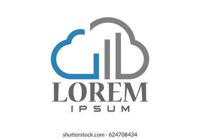cloud statistic bar line logo