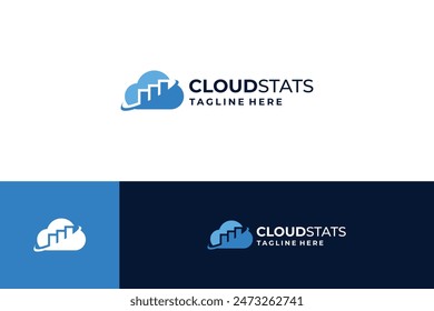 Cloud statistic logo design, Cloud with marketing chart logo combination