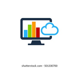 Cloud Statistic PC Computer Logo Design Template