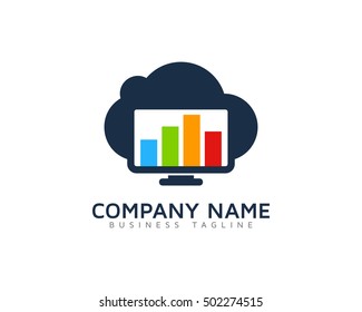 Cloud Stats Report Logo Design Template