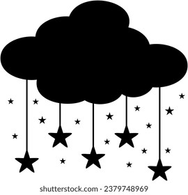 Cloud With Steles Vector Silhouette