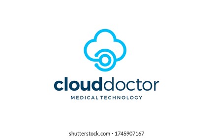 Cloud with Stethoscope Doctor Medical Health Logo Design Inspiration