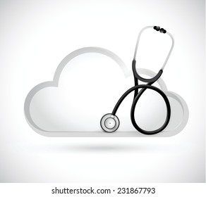 cloud and stethoscope illustration design over a white background