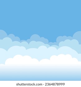 cloud sticker clipart vector set, flat design. Cloud set isolated on blue background.