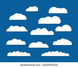 Cloud sticker clipart vector set, flat design template