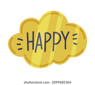 Cloud Sticker with Happy Word as Party Birthday Photo Booth Prop Vector Illustration
