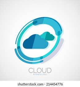 Cloud storage, 3d company logo, business symbol concept, minimal line style