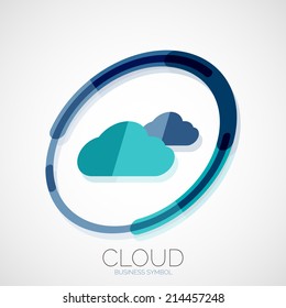 Cloud storage, 3d company logo, business symbol concept, minimal line style