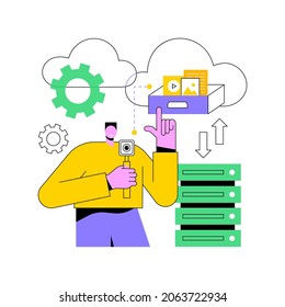 Cloud storage abstract concept vector illustration. Digital hosted storage, database security, data infrastructure service, cloud computing, information hosting technology abstract metaphor.