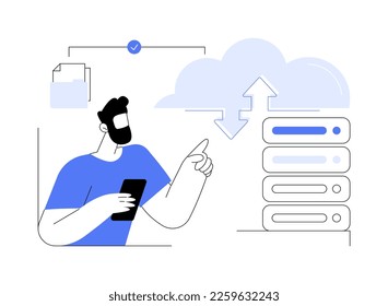 Cloud storage abstract concept vector illustration. Digital hosted storage, database security, data infrastructure service, cloud computing, information hosting technology abstract metaphor.