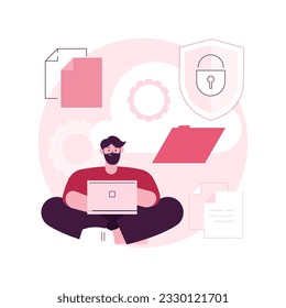 Cloud storage abstract concept vector illustration. Digital hosted storage, database security, data infrastructure service, cloud computing, information hosting technology abstract metaphor.