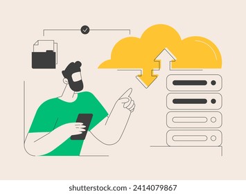 Cloud storage abstract concept vector illustration. Digital hosted storage, database security, data infrastructure service, cloud computing, information hosting technology abstract metaphor.