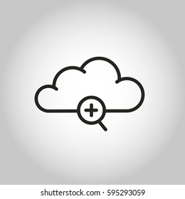 Cloud storage add information hosting linear vector icon