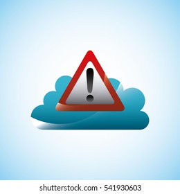 cloud storage with alert sign icon over white background. colorful design. vector illustration