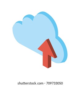 cloud storage with up arrow icon image 