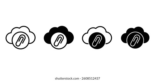 Cloud Storage Attachment Icons Black and White Color Vector Illustrations Design