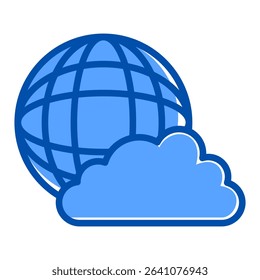 Cloud storage blue color icon. Simple vector icon design in blue color style. Editable vector format