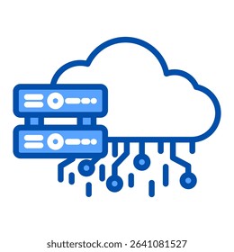 Cloud storage blue color icon. Simple vector icon design in blue color style. Editable vector format