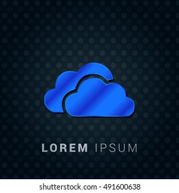 Cloud Storage Blue metallic chromium precious Icon / Logo Design