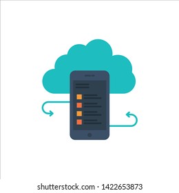 Cloud storage, Business, Cloud Storage, Clouds, Information, Mobile, Safety  Flat Color Icon. Vector icon banner Template