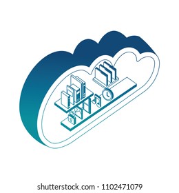 cloud storage computing books music photo file clock isometric