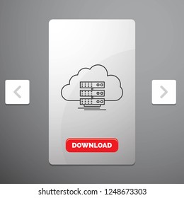 cloud, storage, computing, data, flow Line Icon in Carousal Pagination Slider Design & Red Download Button