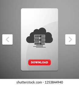 cloud, storage, computing, data, flow Glyph Icon in Carousal Pagination Slider Design & Red Download Button