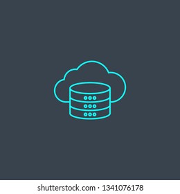cloud storage concept blue line icon. Simple thin element on dark background. cloud storage concept outline symbol design. Can be used for web and mobile UI/UX