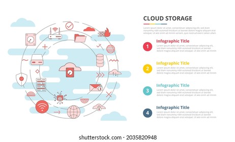 cloud storage concept for infographic template banner with four point list information