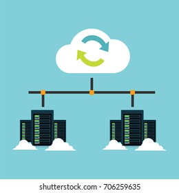 Cloud Storage. Data Center Integration. Synchronize Server. Backup. File Sharing Concept.