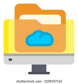 Cloud storage data folder Cloud computer and Cloud connection flat icon illustration 