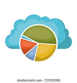 cloud storage data service icon and available space circular graphic shading vector illustration