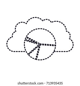 cloud storage data service icon and available space circular graphic in monochrome and dotted silhouette vector illustration