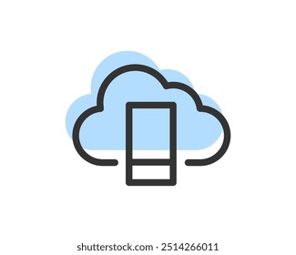 Icono De Vector De Almacenamiento En La Nube Y Transferencia De Datos. Iconos De Línea Relacionados Con El Servicio De Computación Y La Red. Base De Datos Y Servidor, Ciberseguridad, Transformación Digital.