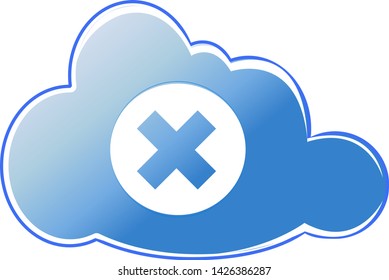 Cloud storage delete data. Vector icon.