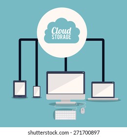 Cloud Storage design over blue background, vector illustration