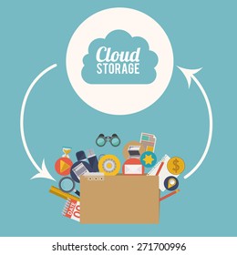 Cloud Storage design over blue background, vector illustration