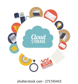 Cloud Storage design over white background, vector illustration