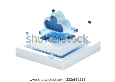 Cloud storage. Digital services or applications that transfer data to servers or hosting services. future data collection concept future technology 3D rendering