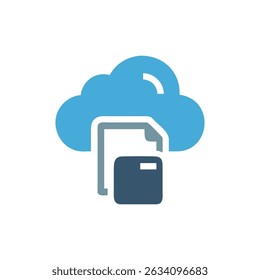 Armazenamento em nuvem com ícone de arquivo de documento em Segundo Plano Branco