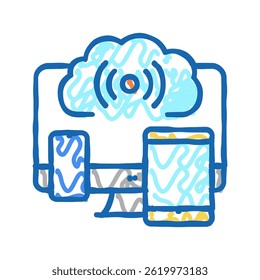 cloud storage doodle icon sketch vector. cloud storage sign. isolated symbol illustration