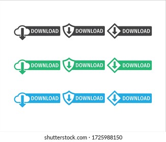 cloud storage download button or bar or label, shield safe download icon vector design template