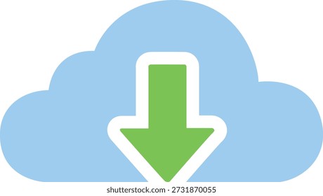 Cloud storage download icon with green arrow
