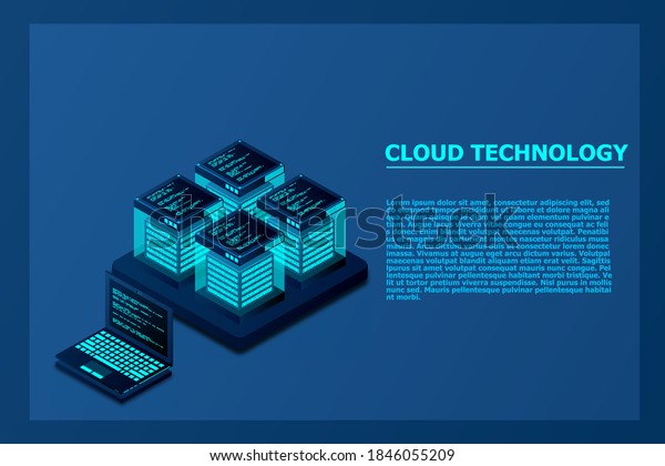 Cloud Storage Download Isometric Vector Illustration Stock Vector ...