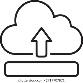 Unidade de armazenamento em nuvem Silhueta Ícone Mínimo Line Art Vetor Upload Data Backup Arquivo Hospedagem Segurança Digital Logo Sign Cloud Computing Illustration