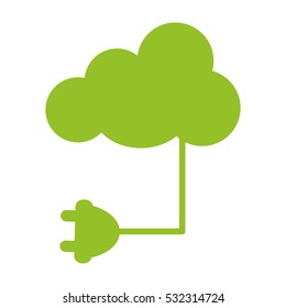 cloud storage with electric plug icon over white background. vector illustration