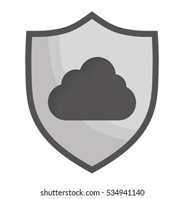 cloud storage emblem shield icon image vector illustration design 