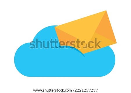 cloud storage with envelope on white background
