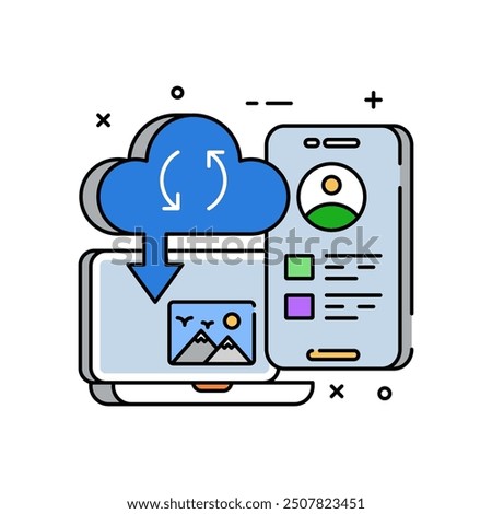 Cloud Storage Fill Color Icon, Vector illustration.